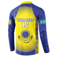 Custom Kazakhstan Football Button Sweatshirt Go The Hawks - Wonder Print Shop