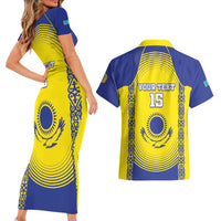 Custom Kazakhstan Football Couples Matching Short Sleeve Bodycon Dress and Hawaiian Shirt Go The Hawks - Wonder Print Shop