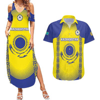Custom Kazakhstan Football Couples Matching Summer Maxi Dress and Hawaiian Shirt Go The Hawks - Wonder Print Shop