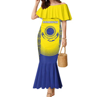 Custom Kazakhstan Football Family Matching Mermaid Dress and Hawaiian Shirt Go The Hawks - Wonder Print Shop