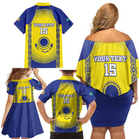 Custom Kazakhstan Football Family Matching Off Shoulder Short Dress and Hawaiian Shirt Go The Hawks - Wonder Print Shop