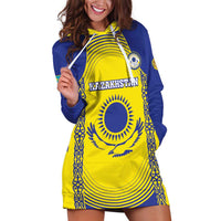 Custom Kazakhstan Football Hoodie Dress Go The Hawks - Wonder Print Shop