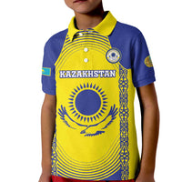 Custom Kazakhstan Football Kid Polo Shirt Go The Hawks - Wonder Print Shop