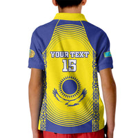 Custom Kazakhstan Football Kid Polo Shirt Go The Hawks - Wonder Print Shop