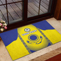 Custom Kazakhstan Football Rubber Doormat Go The Hawks - Wonder Print Shop