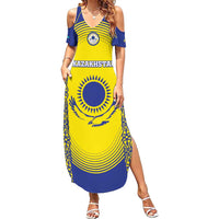 Custom Kazakhstan Football Summer Maxi Dress Go The Hawks - Wonder Print Shop