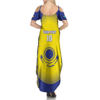 Custom Kazakhstan Football Summer Maxi Dress Go The Hawks - Wonder Print Shop