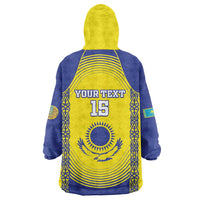 Custom Kazakhstan Football Wearable Blanket Hoodie Go The Hawks - Wonder Print Shop