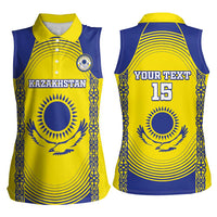 Custom Kazakhstan Football Women Sleeveless Polo Shirt Go The Hawks - Wonder Print Shop