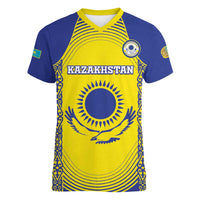 Custom Kazakhstan Football Women V-Neck T-Shirt Go The Hawks - Wonder Print Shop