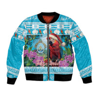 Honduras Christmas Bomber Jacket Scarlet Macaw With Feliz Navidad - Wonder Print Shop