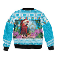 Honduras Christmas Bomber Jacket Scarlet Macaw With Feliz Navidad - Wonder Print Shop