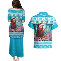 Honduras Christmas Couples Matching Puletasi and Hawaiian Shirt Scarlet Macaw With Feliz Navidad - Wonder Print Shop