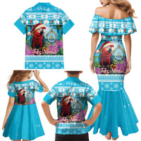 Honduras Christmas Family Matching Mermaid Dress and Hawaiian Shirt Scarlet Macaw With Feliz Navidad - Wonder Print Shop