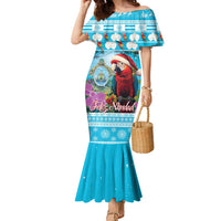 Honduras Christmas Family Matching Mermaid Dress and Hawaiian Shirt Scarlet Macaw With Feliz Navidad - Wonder Print Shop