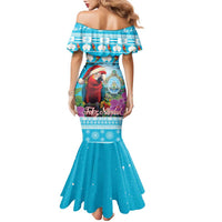 Honduras Christmas Family Matching Mermaid Dress and Hawaiian Shirt Scarlet Macaw With Feliz Navidad - Wonder Print Shop