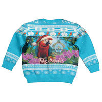Honduras Christmas Kid Ugly Christmas Sweater Scarlet Macaw With Feliz Navidad - Wonder Print Shop