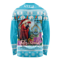 Honduras Christmas Long Sleeve Shirt Scarlet Macaw With Feliz Navidad - Wonder Print Shop
