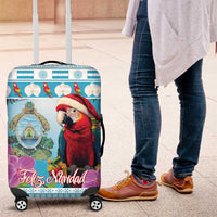 Honduras Christmas Luggage Cover Scarlet Macaw With Feliz Navidad - Wonder Print Shop