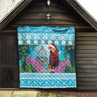 Honduras Christmas Quilt Scarlet Macaw With Feliz Navidad - Wonder Print Shop
