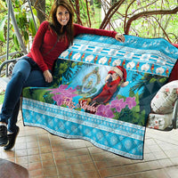 Honduras Christmas Quilt Scarlet Macaw With Feliz Navidad - Wonder Print Shop
