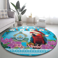 Honduras Christmas Round Carpet Scarlet Macaw With Feliz Navidad
