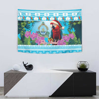 Honduras Christmas Tapestry Scarlet Macaw With Feliz Navidad - Wonder Print Shop