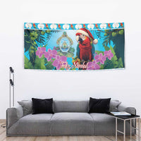 Honduras Christmas Tapestry Scarlet Macaw With Feliz Navidad - Wonder Print Shop