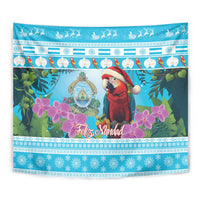 Honduras Christmas Tapestry Scarlet Macaw With Feliz Navidad - Wonder Print Shop