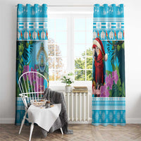 Honduras Christmas Window Curtain Scarlet Macaw With Feliz Navidad - Wonder Print Shop