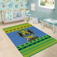 Gabon Christmas Area Rug Coat Of Arms Joyeux Noel - Wonder Print Shop