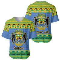 Gabon Christmas Baseball Jersey Coat Of Arms Joyeux Noel - Wonder Print Shop