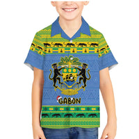 Gabon Christmas Family Matching Mermaid Dress and Hawaiian Shirt Coat Of Arms Joyeux Noel - Wonder Print Shop
