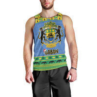 Gabon Christmas Men Tank Top Coat Of Arms Joyeux Noel - Wonder Print Shop