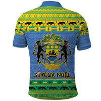Gabon Christmas Polo Shirt Coat Of Arms Joyeux Noel - Wonder Print Shop