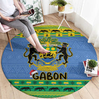 Gabon Christmas Round Carpet Coat Of Arm Joyeux Noel