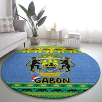 Gabon Christmas Round Carpet Coat Of Arm Joyeux Noel