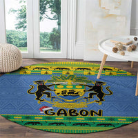 Gabon Christmas Round Carpet Coat Of Arm Joyeux Noel