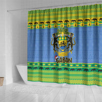 Gabon Christmas Shower Curtain Coat Of Arm Joyeux Noel