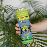 Gabon Christmas Skinny Tumbler Coat Of Arms Joyeux Noel - Wonder Print Shop