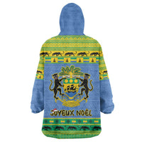 Gabon Christmas Wearable Blanket Hoodie Coat Of Arms Joyeux Noel - Wonder Print Shop