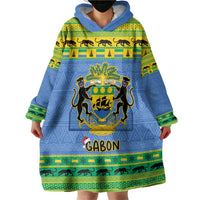 Gabon Christmas Wearable Blanket Hoodie Coat Of Arms Joyeux Noel - Wonder Print Shop