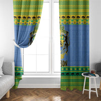 Gabon Christmas Window Curtain Coat Of Arms Joyeux Noel - Wonder Print Shop