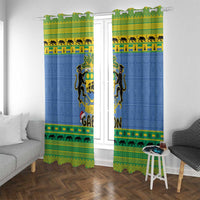 Gabon Christmas Window Curtain Coat Of Arms Joyeux Noel - Wonder Print Shop