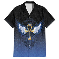 Personalised Egyptian Ankh Family Matching Off Shoulder Short Dress and Hawaiian Shirt Egypt Hieroglyphs Pattern