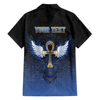 Personalised Egyptian Ankh Family Matching Puletasi and Hawaiian Shirt Egypt Hieroglyphs Pattern