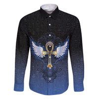 Personalised Egyptian Ankh Family Matching Puletasi and Hawaiian Shirt Egypt Hieroglyphs Pattern