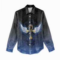 Personalised Egyptian Ankh Women Casual Shirt Egypt Hieroglyphs Pattern