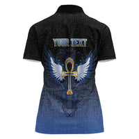 Personalised Egyptian Ankh Women Polo Shirt Egypt Hieroglyphs Pattern