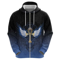 Personalised Egyptian Ankh Zip Hoodie Egypt Hieroglyphs Pattern